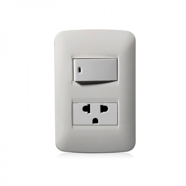 22mm 16A 1 way switch 1 gang 3pin Euro-American socket